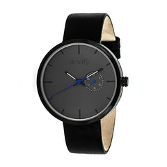 Simplify The 3900 Leather-Band Watch w/ Date - Black