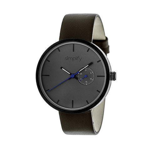 Simplify The 3900 Leather-Band Watch w/ Date - Dark Brown SIM3906