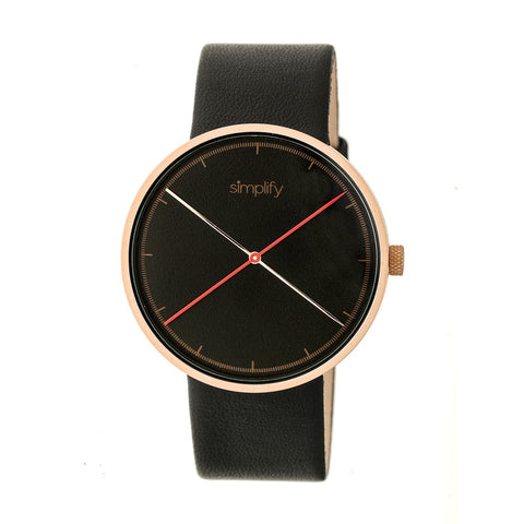 Simplify The 4100 Leather-Band Watch - Rose Gold/Black SIM4106