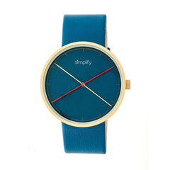 Simplify The 4100 Leather-Band Watch - Gold/Blue SIM4107