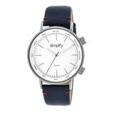 Simplify The 3300 Leather-Band Watch - Navy/White SIM3302