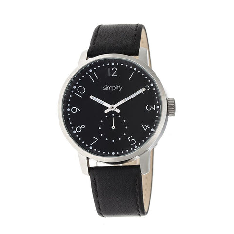 Simplify The 3400 Leather-Band Watch - Silver/Black SIM3402
