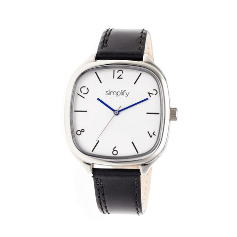 Simplify The 3500 Leather-Band Watch - Silver/Black SIM3501