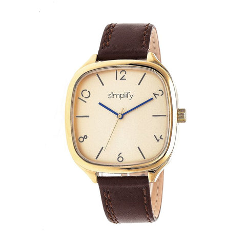 Simplify The 3500 Leather-Band Watch - Gold/Brown SIM3508
