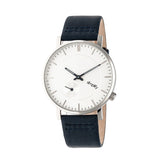 Simplify The 3600 Leather-Band Watch - Silver/Navy SIM3601