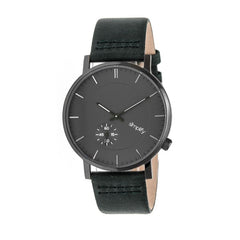 Simplify The 3600 Leather-Band Watch - Charcoal/Green SIM3606