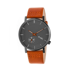 Simplify The 3600 Leather-Band Watch - Charcoal/Orange SIM3607