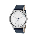 Simplify The 2400 Leather-Band Unisex Watch - Silver/Navy SIM2406