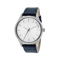 Simplify The 2400 Leather-Band Unisex Watch - Silver/Navy