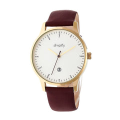 Simplify The 4300 Leather-Band Watch w/Date - Gold/Dark Brown SIM4306