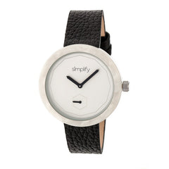 Simplify The 3700 Leather-Band Watch - Black/White