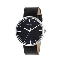 Simplify The 4500 Leather-Band Watch - Silver/Black