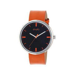 Simplify The 4500 Leather-Band Watch - Silver/Orange SIM4503