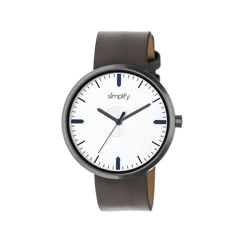 Simplify The 4500 Leather-Band Watch - Gunmetal/Pewter SIM4504