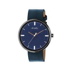 Simplify The 4500 Leather-Band Watch - Gunmetal/Navy SIM4505