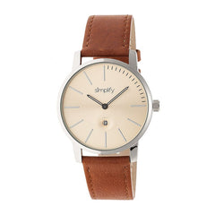 Simplify The 4700 Leather-Band Watch w/Date - Silver/Camel SIM4704