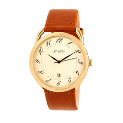 Simplify The 4900 Leather-Band Watch w/Date - Gold/Camel SIM4903