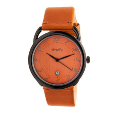 Simplify The 4900 Leather-Band Watch w/Date - Black/Orange SIM4905