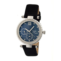 Sophie & Freda Montreal MOP Leather-Band Watch - Silver/Black