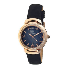 Sophie & Freda New Orleans MOP Leather-Band Watch - Rose Gold/Black