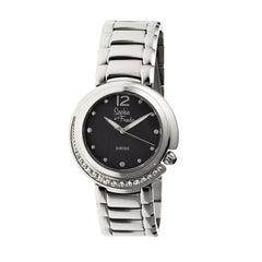Sophie & Freda Lisbon Ladies Swiss Bracelet Watch - Silver/Black