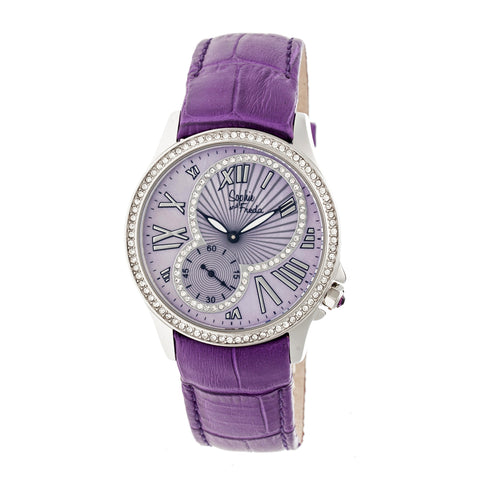 Sophie & Freda Toronto Leather-Band Ladies Watch - Silver/Purple SAFSF2804